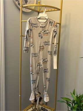 Carter's Gray soft fleece fun foods Vehicle-Print Footed Pajamas NEW